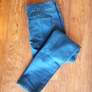FREE PEOPLE MidRise full-length Skinny Jean Teal/grey/greenish Beautiful size 31